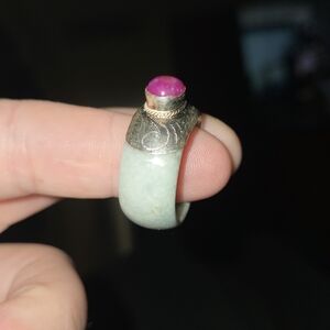 Elegant Silver and Pink Stone Women's Ring